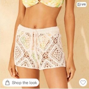 Wild Fable • Women’s Drawstrings crochet cream swim cover up short size L NWT